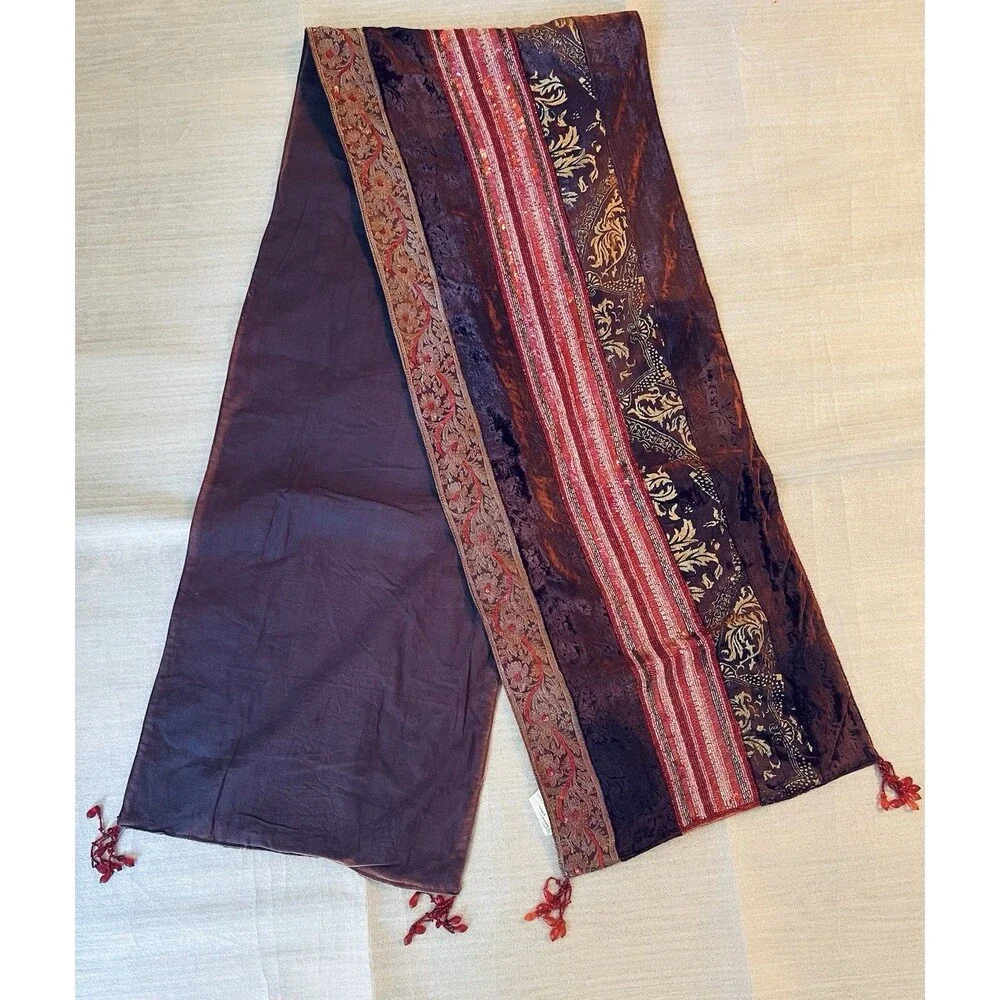 Vintage Velvet Beaded Table Runner 14x70